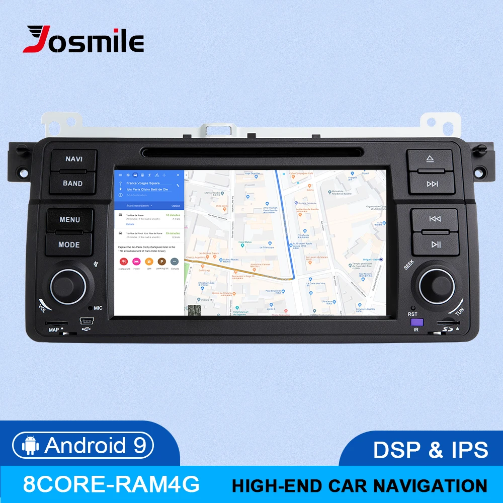 Josmile PX5 ips DSP 8 Core 4 Гб Оперативная память 1 Din Android 9,0 автомобиль радио для BMW E46 M3 Rover 75 Coupe 318/320/325/330/335 GPS навигация с разноцветными шнурками