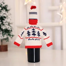 Рождественская бутылка покрывает одежду с шапками красное вино трикотажные бутылки Красного вина набор вечерние украшения для Рождественский обеденный стол