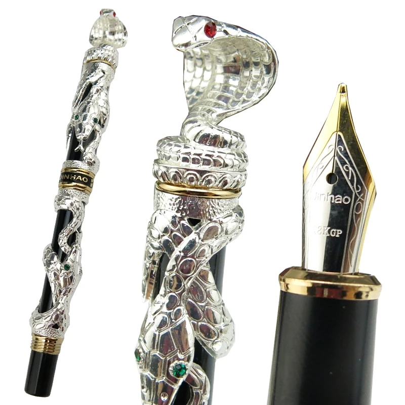 Jinhao Creative Snake Fountain Pen Silver Cobra 3d Pattern Texture