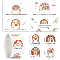 Carte de remerciement arc en ciel, 10 à 50 pièces, carte de remerciement pour votre commande, pour petite boutique, cadeau, décoration, autocollants de sceau Happy Mail 