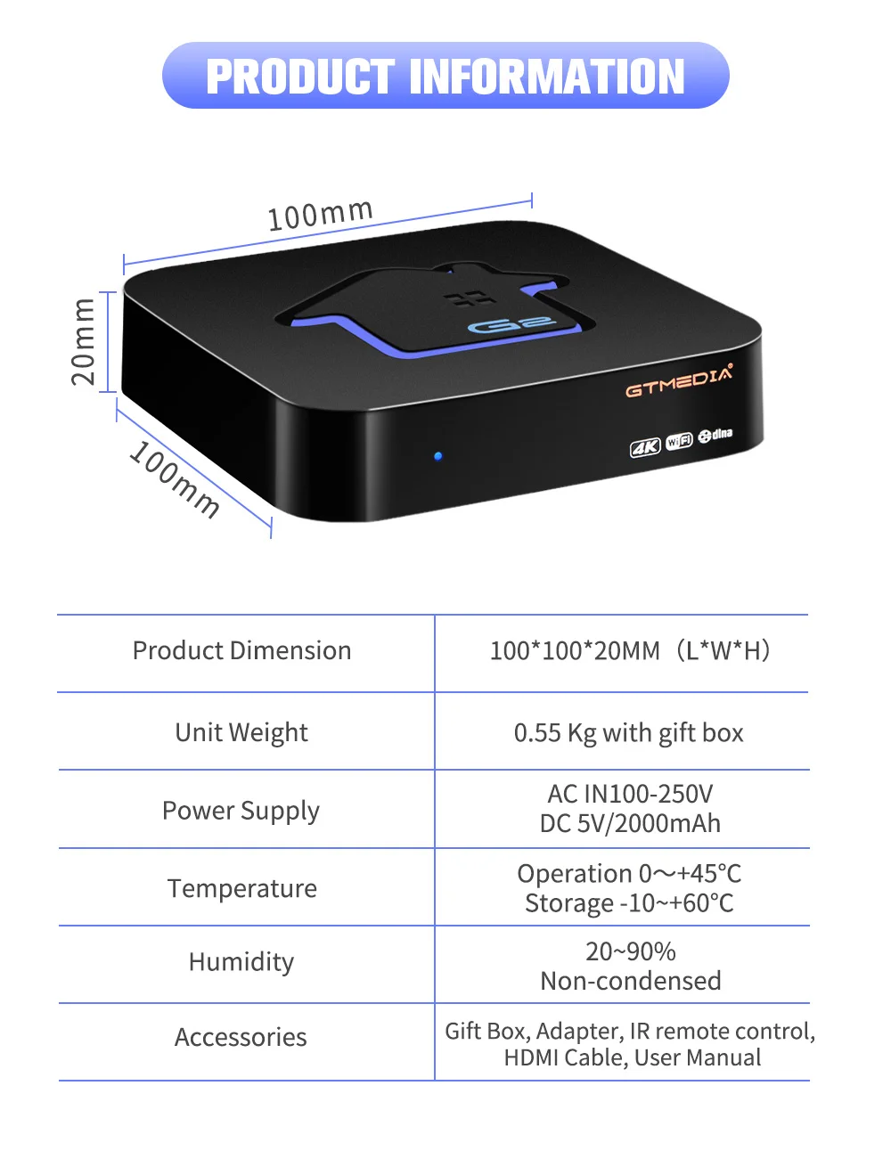 Gtmedia g2 mais android 11 caixa de