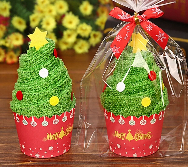 Christmas Tree Новое поступление, рождественское креативное Подарочное полотенце с изображением пирожных, ткань для мытья посуды, рождественское милое полотенце, подарки - Цвет: Christmas Tree