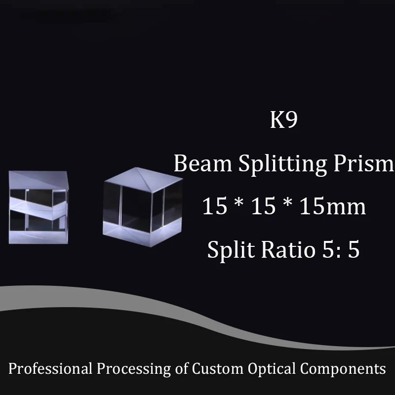 Optical Prisms 15 * 15 * 15mm Optical Glass Beam Splitting Prism Semi-reflective and Semi-transparent Cube Split Ratio 5: 5