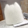 New Winter Warm lovely  Knitted Hats for Women Casual Soft Warm Angola Rabbit Fur Beanie hats for glris lady Bonnet Gorros 2