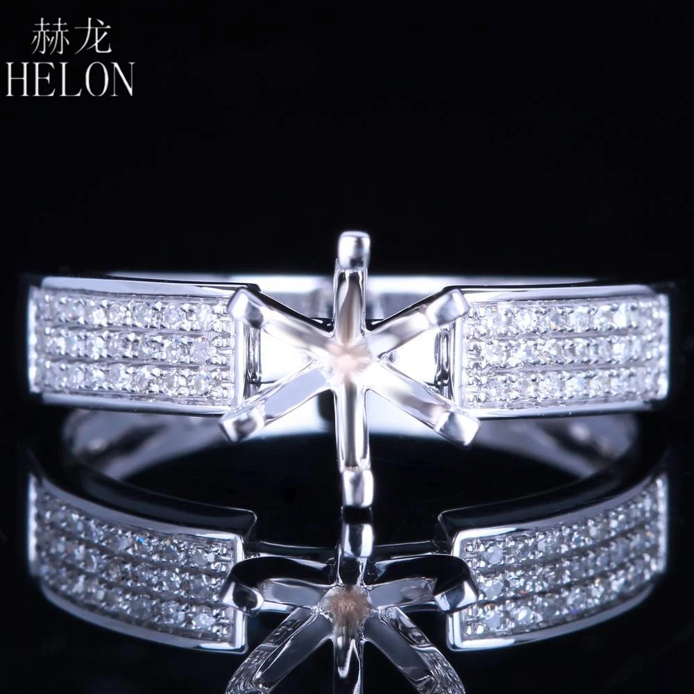 

HELON 5.75 - 7.25mm Round Cut Solid 14K White Gold Genuine Natural Diamonds Fine Jewelry Semi Mount Engagement Wedding Ring