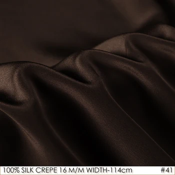 

SILK CREPE DE CHINE 114cm width 16momme/100% Pure Mulberry Silk Matt Color Women Evening Dress Fabric Dark Brown NO 41