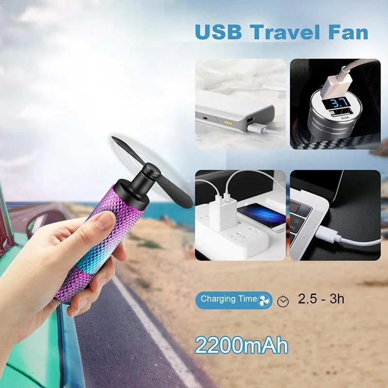 Ручные вентиляторы маленький вентилятор, Usb 2200Mah аккумуляторная батарея, 8-12 H рабочее время, путешествия шоппинг/Футбол вентилятор охлаждения для женщин Gradi