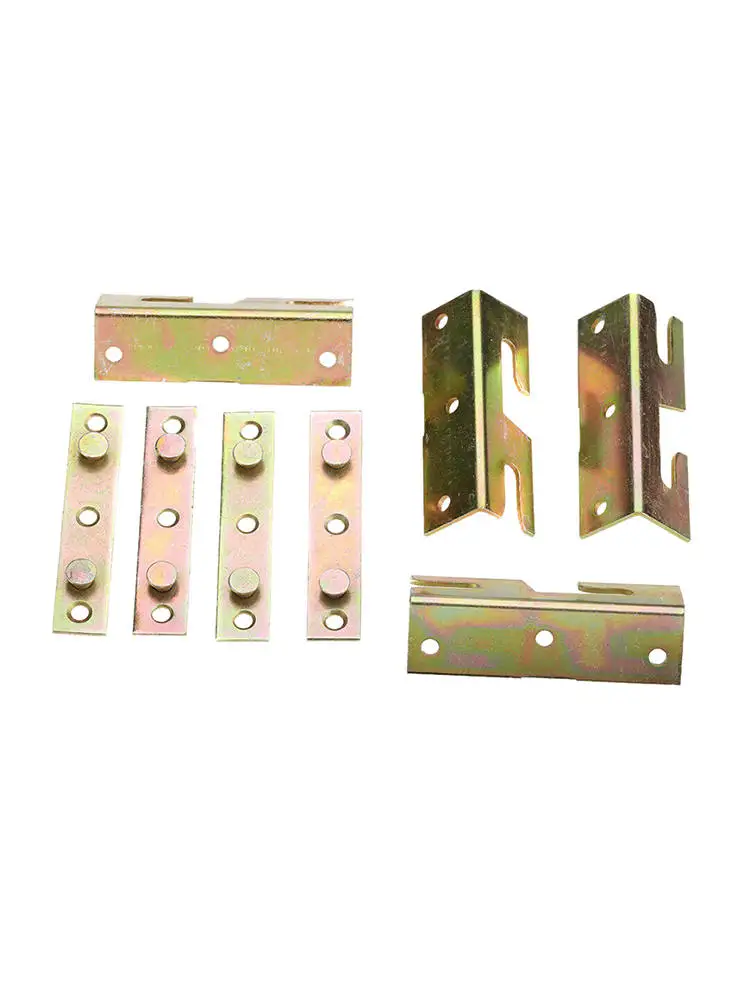 

4pc Iron Fittings Connectors Wood Bed Fittings Connectors Brackets Bed Hinge Rail Brackets Furniture Hardware Accessories