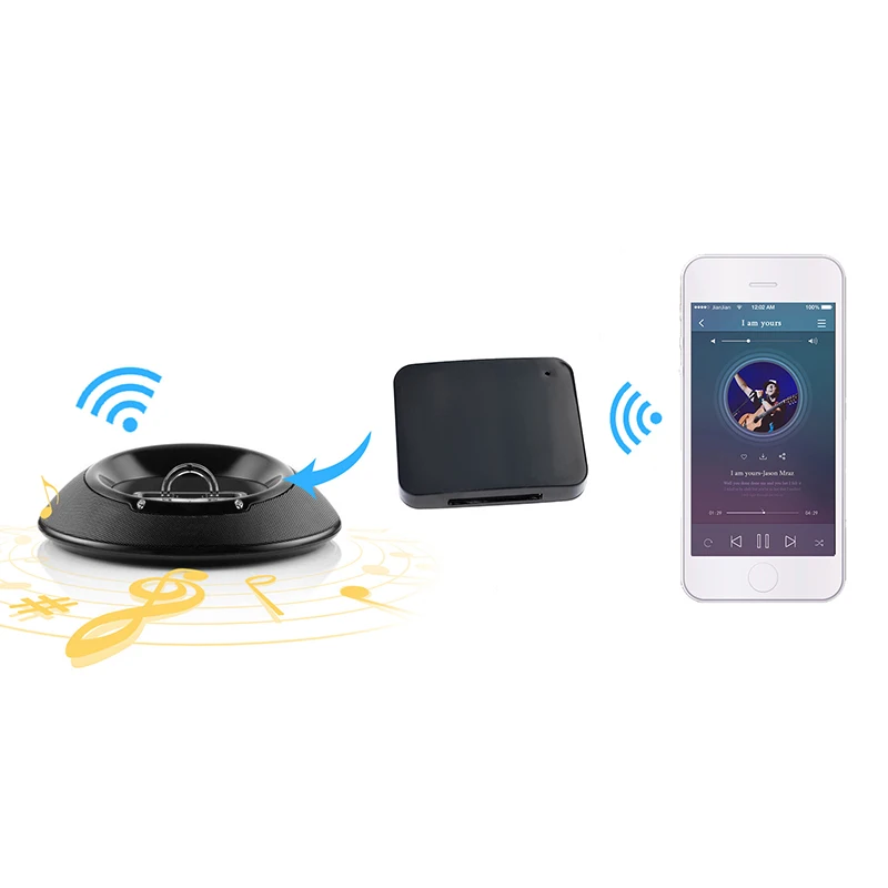 30Pin Bluetooth музыкальный приемник для колонки для Ipod A2DP 30pin Разъем беспроводной музыкальный приемник Bluetooth аудио адаптер