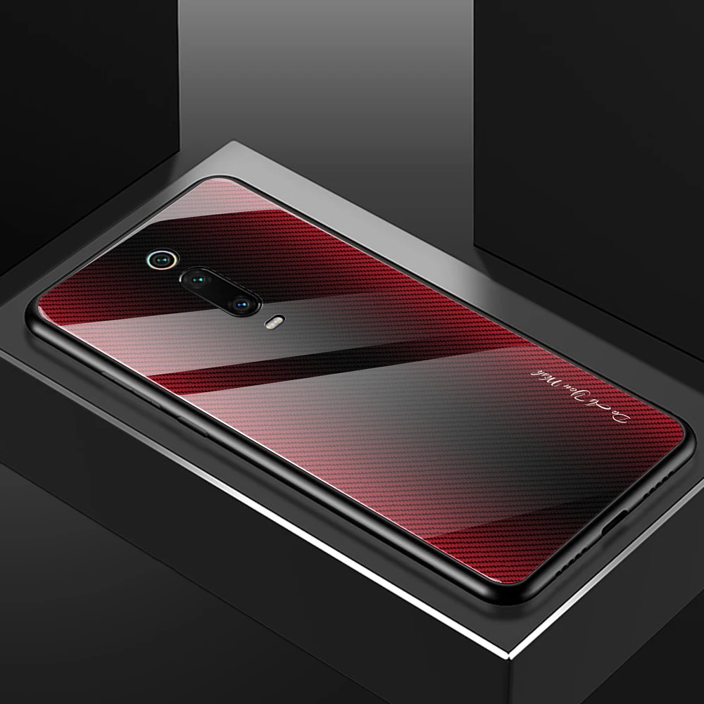 Полосатый чехол для телефона для Xiaomi mi 9 T mi 9 T mi 9 T Pro Чехол красный mi K20 K 20 Pro градиентный стеклянный чехол Чехол Бизнес Мода Funda