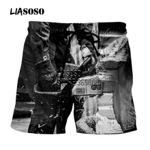 Мужские шорты с 3D принтом цепной пилы, летние пляжные повседневные шорты, короткие брюки больших размеров S-5XL