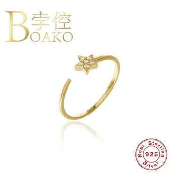 

BOAKO 925 Sterling Silver Jewelry Rings Five Star Diamond For Women Fashion Luxury Wedding Rings Gold/Silver Anillos