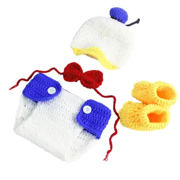 

Acrylic Knitted Soft Baby Suit Baseball Player Shorts Bowtie Hat Shoes Sets Lovely Newborn Apparel Boy Girl Photography Clothing