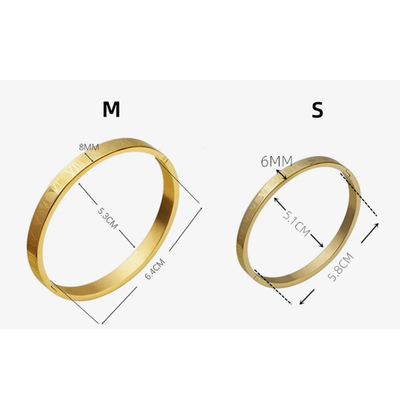 Luxury Cuff Bracelet Bangle Stainless Steel  Bracelet Carving Roman Numeral Couple Roman Bangle For Men Women Jewelry 6