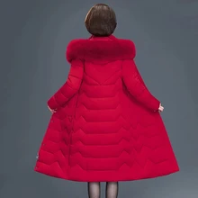  X-long Women Fur Coats Slim Office Ladies Solid Women's Winter Jacket Hooded With Fur Collar Thick Cotton Padded Parkas 7XL 