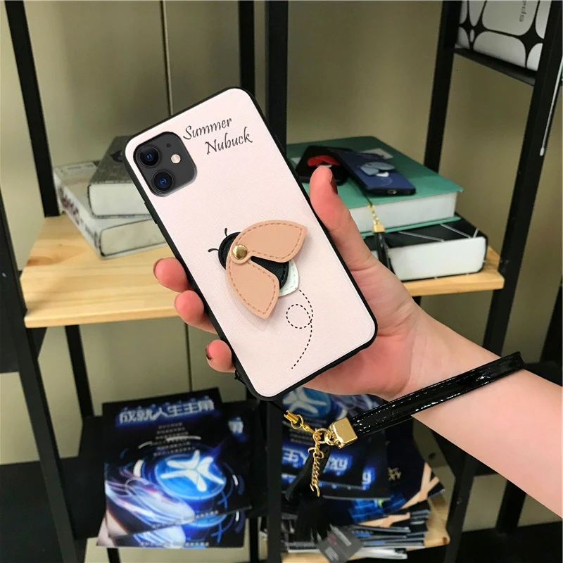 Pink IMIDO чехол с маленькой Пчелкой для iPhone 11 Pro Max силиконовый чехол для iPhone x XR Max 7 8plus чехол с защитой от падения - Цвет: Pink