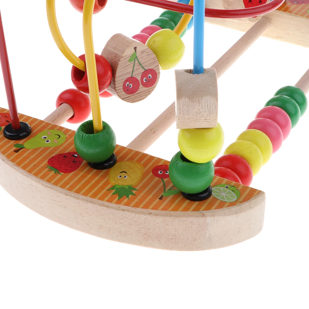 Детская активность бисера лабиринт головоломка, малыш детские деревянные американские горки раздвижные Бисер для игр развивающая игрушка-фрукты