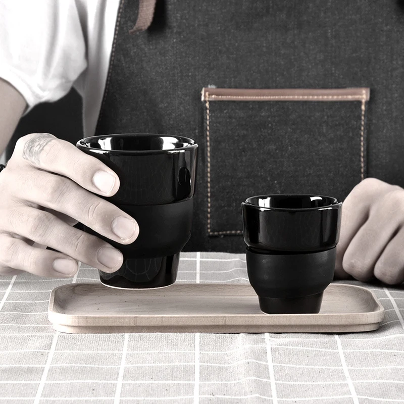 Бариста пара Кофе чашки 80/160 мл Ins стиле Эспрессо чайник керамика креативная Пара кружка для чая и воды черный контейнер для глазури