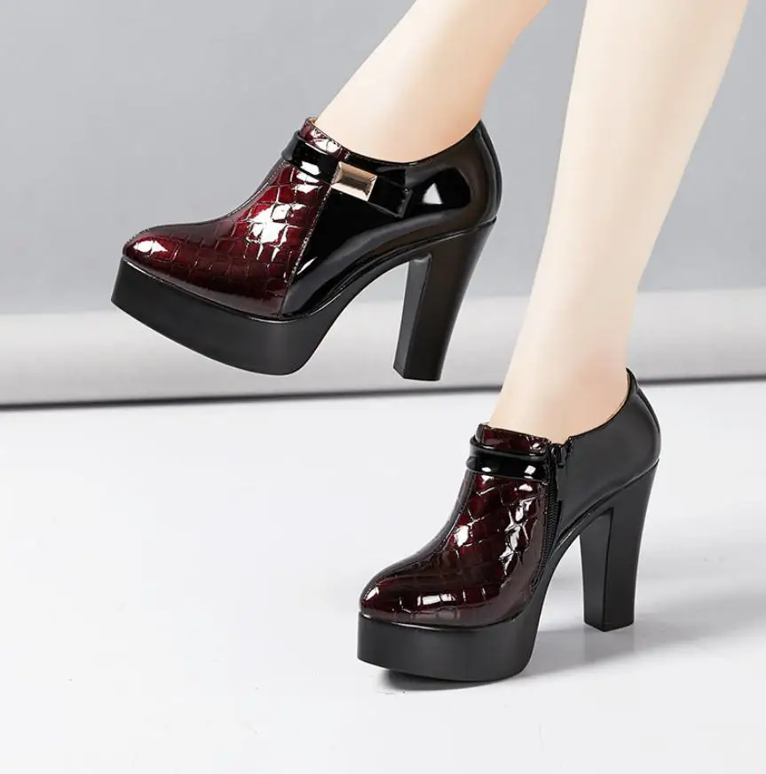 

Large size 34-43 women heels spring 2020 office black and red heels stylish platform wedding party women heels zapatos de mujer