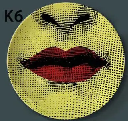 k6 Fornasetti декоративная тарелка, висящая керамическая ваза, ремесло, домашняя мебель, настенное декоративное блюдо, итальянский стиль, фоновая роспись, украшение - Цвет: k6