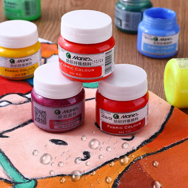 50ml handmade diy colorful fluorescent textile fiber paint painted clothes dye waterproof t-shirt shoes graffiti crafts painted