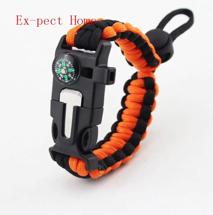 200 шт./лот открытый компас для выживания paracord свисток шестерни пряжка Кемпинг спасательный канат спасательный Браслет