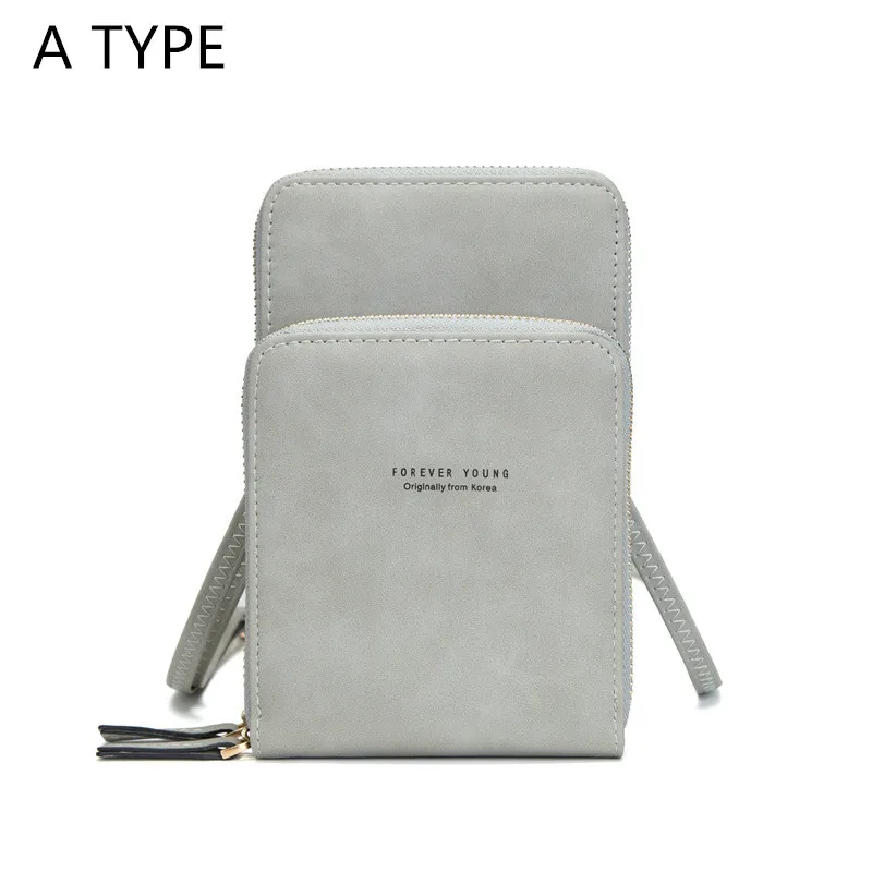 Поступление, сумка через плечо для сотового телефона, сумка для мобильного телефона, модная повседневная сумка с держателем для карт, мини летняя сумка через плечо для женщин, кошелек - Цвет: A-Gray