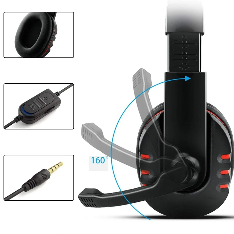 3 5mm Wired Headphone With Mic Gaming Headset Earphone Low Bass Stereo For Ps4 One Pc