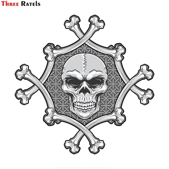 

Three Ratels FTC-901 Cartoon Skull Aces Dice Gambling Decal PVC Motorcycle Car Stickers to DIY Motorcycle Luggage Skateboard