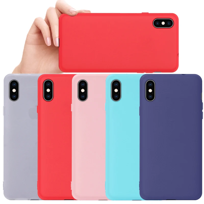 Solid Candy color Back Cover For iPhone 10 X XS Max XR 7 6 S 6S 8 Plus Soft Silicone Matte Case Mobile Phone Cases Bags Coque |