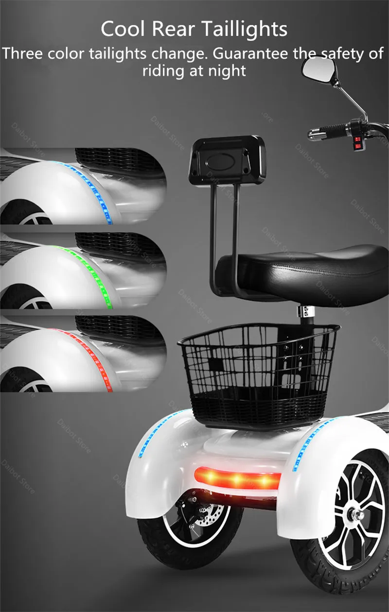 New 3 Wheel Electric Tricycle Three Wheels Electric Scooters 500W 48V Max Speed 35KMH Smart Electric Elderly Scooter (64)