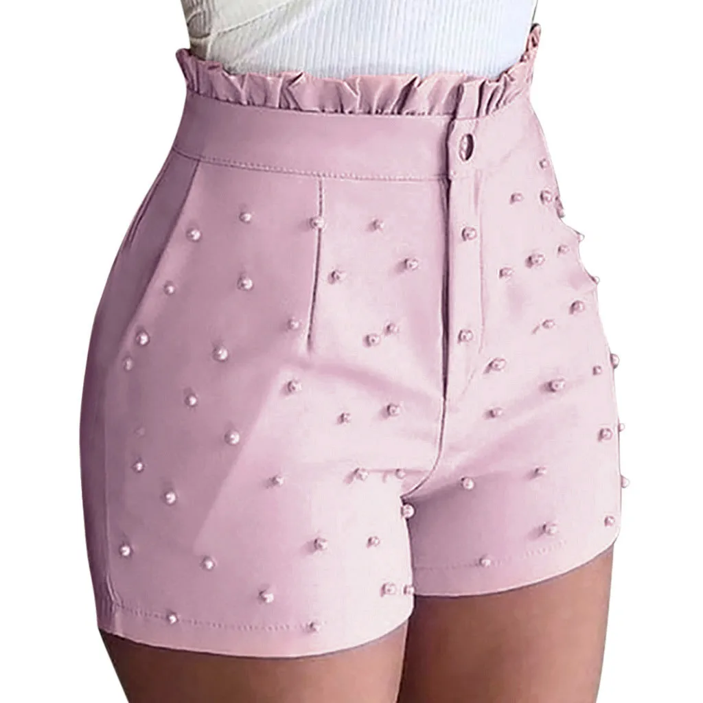 

Woman Fashion Shorts Sexy Summer Casual Ruffle Short Pants Beaded Slim Plus Size 5XL High Waist Shorts Spodenki Damskie