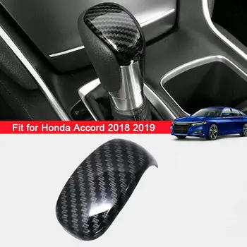 

ABS Carbon fibre Car gear shift lever knob handle cover Cover Trim car accessories styling For Honda Accord 2018 2019