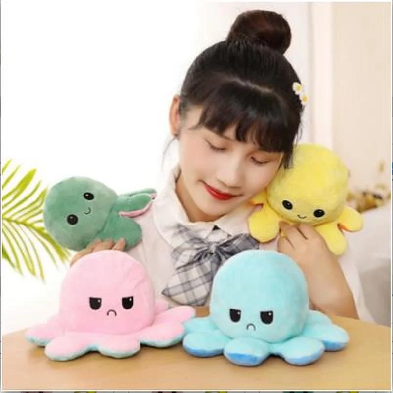 Muñecos de peluche de doble cara, Poulpe, retroflexión, Octopu, suave, divertido, Pulpo