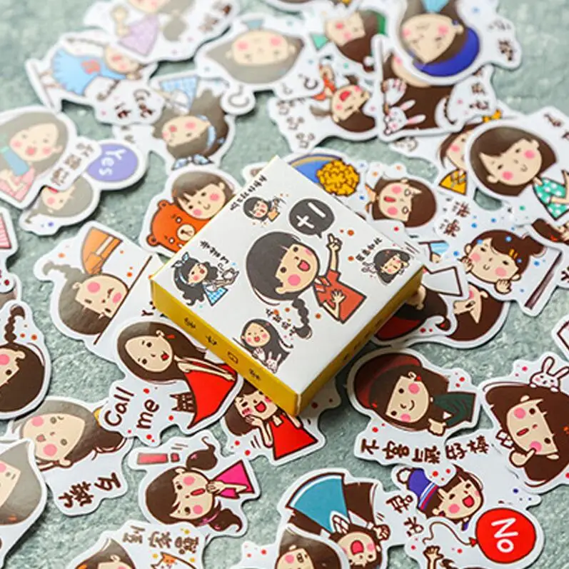 40 шт./кор. мультфильм Doraemon милый стикер Клей Журнал DIY наклейки для дневника этикетка Скрапбукинг Уплотнительная наклейка школьные поставки - Цвет: shao nv