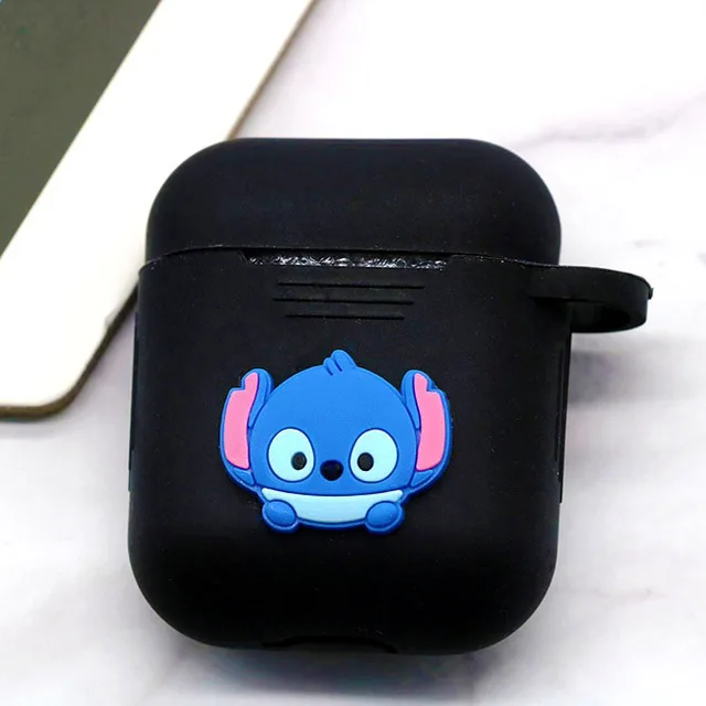Мультяшный беспроводной Чехол для наушников для Apple AirPods 2, силиконовый чехол для зарядки наушников s, защитный чехол для AirPods - Цвет: black sitch