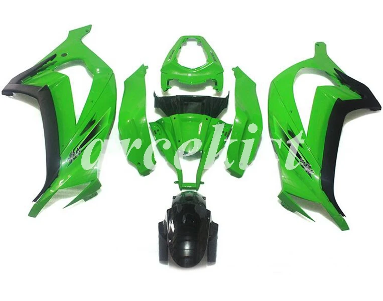 4 подарки ABS Обтекатели комплект подходит для kawasaki Ninja ZX-10R 2011 2012 2013 10R, возрастом 11, 12, 13, 14, 15, средства ухода за кожей комплект зеленого цвета