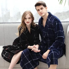 Халат женский зимний махровый year ночнушка пижама мужской пара теплых плотных фланелевых бархатных банных халатов домашний с поясом халат женский