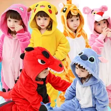 Детские пижамы для мальчиков и девочек, пижамы с динозавром, фланелевые детские пижамные комплекты, одежда для сна с животными, зимние комбинезоны, кигуруми