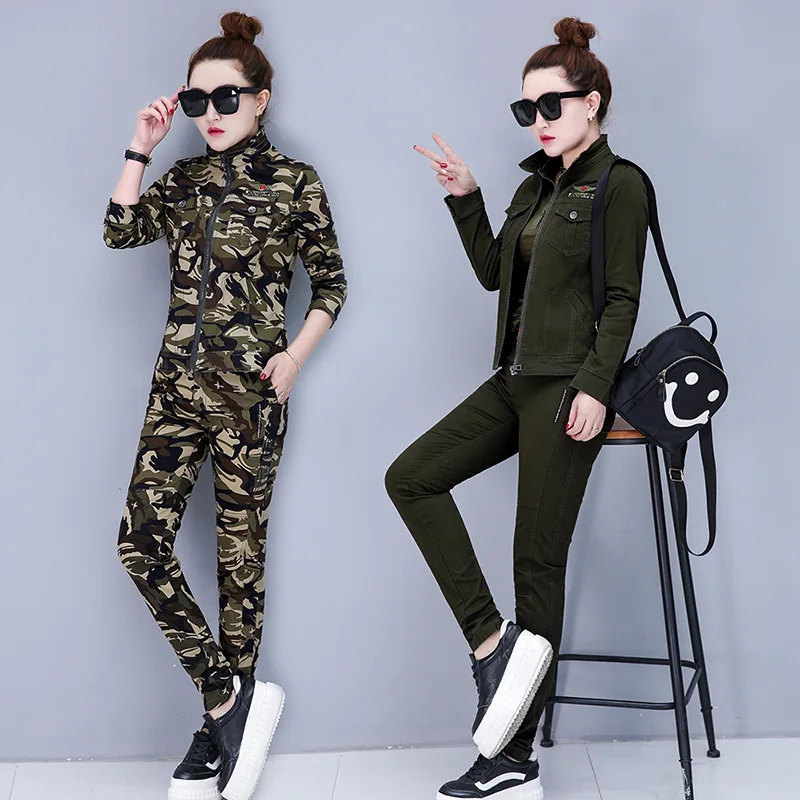 

2633.9235 Slimming Uniform Two-Piece Set Uniform Costume Outdoor Sports Jungle Camo WOMEN'S Dress Camouflage Suit