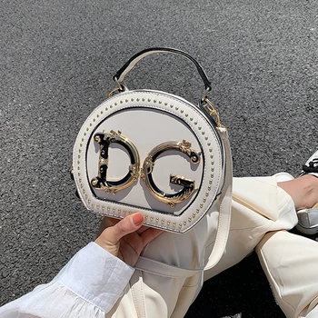 

New Round Handbags for Women 2020 Circle Small Shoulder Bag Ladies Luxury Designer Purses Hand Bags Rivet Crossbody Bag
