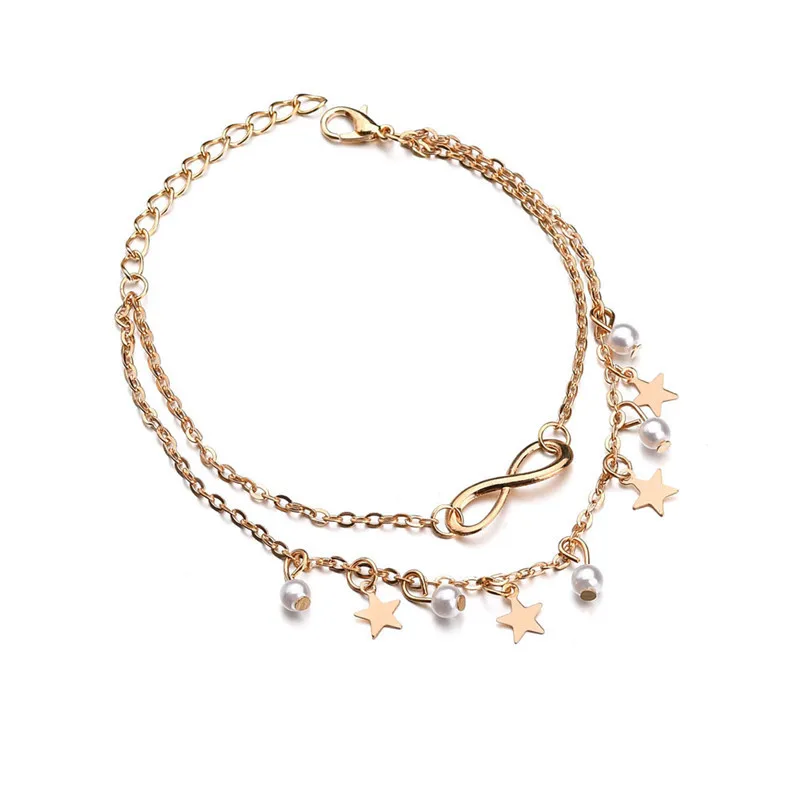 Modyle 3pcs/set Boho 18 Styles Crystal Anklet Fashion Multilayer Foot Chain New Ankle Bracelet for Women Beach Accessories Gift