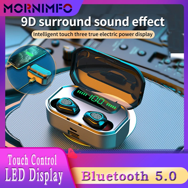 

TWS 5.0 Bluetooth Wireless Headphones Touch Control Sport Waterproof Earphones LED Hifi Stereo Bluetooth Running Headset HD Call