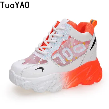 

Women Chunky Sneakers Designer Wedge Heels Dad Shoes Platform Shining Ladies Ulzzang Summer Breathable Casual Shoes Woman New