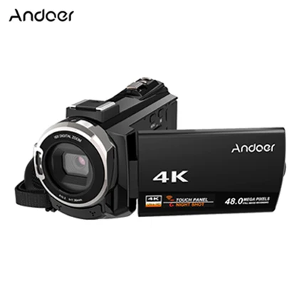 Andoer WiFi цифровая видеокамера 4K 1080P 48MP камера видеокамера рекордер с 0.39X макрообъектив микрофон сенсорный экран Ночной прицел - Цвет: Black A