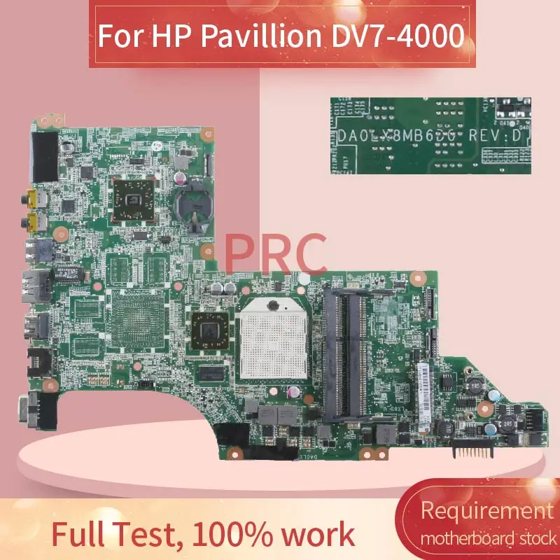 605496-501 para hp Pavillion Notebook Mainboard Da0lx8mb6d1 Amd Ddr3 Computador Portátil Placa-mãe 605496-001 Dv7-4000 - Imagem 2