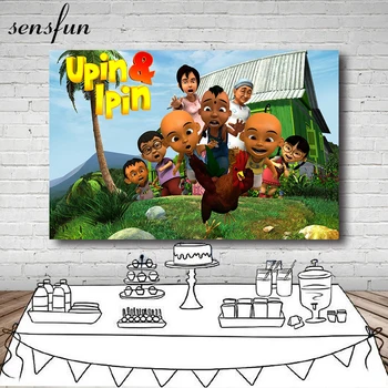 

Sensfun Upin & Ipin Photography Backgrounds Cartoon Kids Baby Shower 1st Birthday Party Backdrops For Photo Studio 7x5ft Vinyl