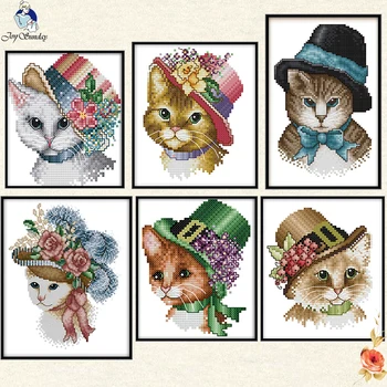 

Noble cat embroidery Cartoon simple small piece embroidery gifts for friends cross stitch by hand manual Chineses Printing pat
