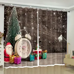 Рождественская елка камин с длинными короткие занавески индивидуальные, для окон шторы для спальни Гостиная вечерние ткань для фона