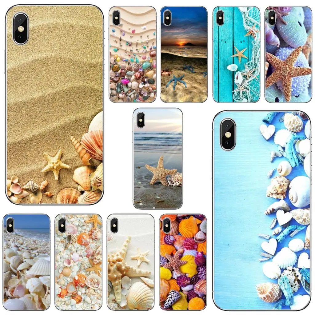 Мягкий кожаный чехол с синими деревянными ракушками Sea-Star для LG K10 K8 K7 K4 Nokia X6 2 3 5 6 8 9